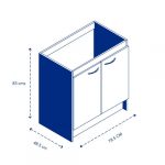 BASE MUEBLE LAVAPLATO 2 PUERTAS 78,5X48,5X83 CMS ACACIA - Imagen 3