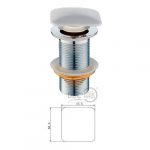 Desagüe Popup 1.1/4 Tapón Loza Blanco Cuadrado Con Rebalse