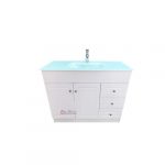 Vanitorio Mdf Blanco Cubierta Vidrio Verde 101x46cm+griferia