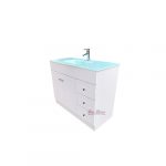 Vanitorio Mdf Blanco Cubierta Vidrio Verde 101x46cm+griferia - Imagen 2