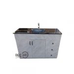 Vanitorio Mdf Gris Cubierta Vidrio Negro 121x46cm+griferia