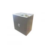Kit lavaplatos 80×50 cm izquierdo o derecho & mueble metálico cafe