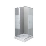 Mampara Shower Door 70x70 Cms Vidrio Franjas Blancas – Dechaus - Imagen 2