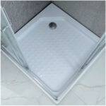 Mampara Shower Door 70x70 Cms Vidrio Franjas Blancas – Dechaus - Imagen 3