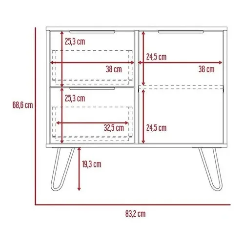 Comoda Doble Concept D-73 2p+1c 83x35x69 Cms Duna Wengue - Imagen 9
