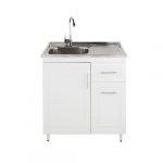 Kit Mueble + Lavaplatos Blanco Derecho (Incluye Desagüe con Sifón) / 80x90x50cm