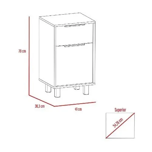 Velador Kaia Z-41 1puerta 1cajon 41x36x70cm Wengue-miel - Imagen 5
