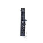 Columna Ducha 2 Jets Vidrio Negro Franjas Blancas 130x20cm