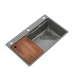 Lavaplatos Deluxe Domsa MDS7545A-GREY-CON/L Sobre Cubierta / 75x46x20cm (Incluye Accesorios)