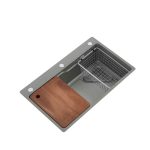 Lavaplatos Deluxe Domsa MDS7545A-GREY-CON/L Sobre Cubierta / 75x46x20cm (Incluye Accesorios) - Imagen 3