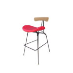 Silla Taburete Bar Dec Haus Madera-cuero-metal J8-37 Rojo