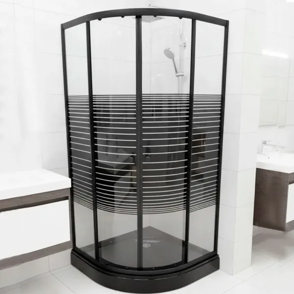 Shower Door Con Receptaculo Curvo 70x70x190cm Black - Imagen 2