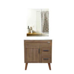 Kit Mueble Vanitorio + Botiquín Espejo Elegance Nogal / 70x80x47cm