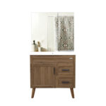 Kit Mueble Vanitorio + Botiquín Espejo Elegance Nogal / 80x80x47cm