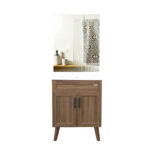 Kit Mueble Vanitorio + Botiquín Espejo Elegance Nogal / 60x80x40cm