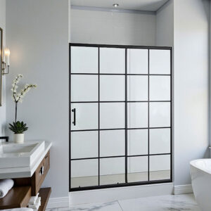 Mampara Ajustable 120-140 X 180 Cms Perfil Negro