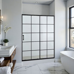 Mampara Ajustable 160-180 X 180 Cms Perfil Negro