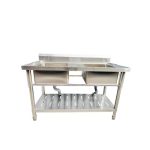 Lavafondo Acero Inox Doble Con Repisa 120x60cm 1821 - Imagen 4