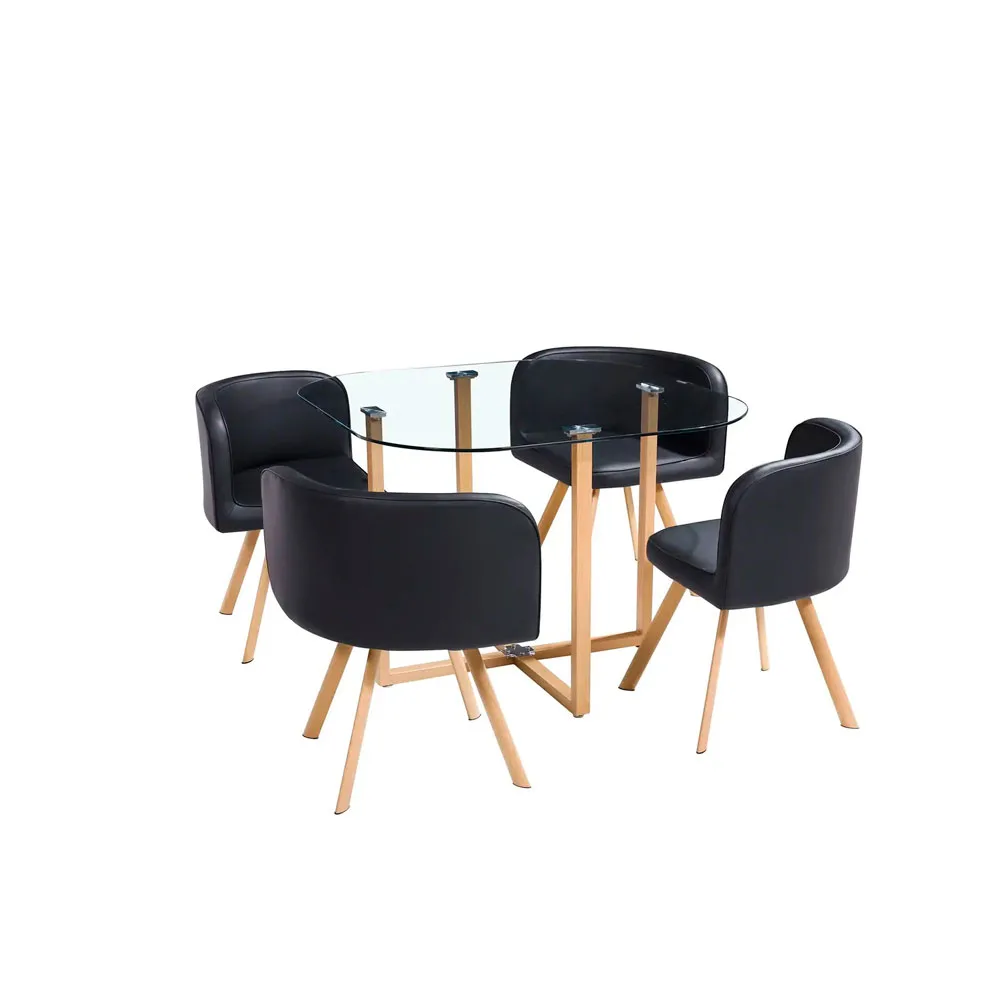 Comedor-4-Sillas-Pizza-Negro-100x100x-1 Comedor 4 Sillas Pizza Negro 100x100x73cm M+design - Imagen 1