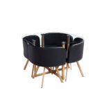 Comedor 4 Sillas Pizza Negro 100x100x73cm M+design - Imagen 2