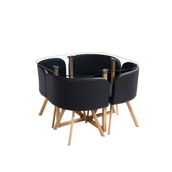 Comedor 4 Sillas Pizza Negro 100x100x73cm M+design - Imagen 2