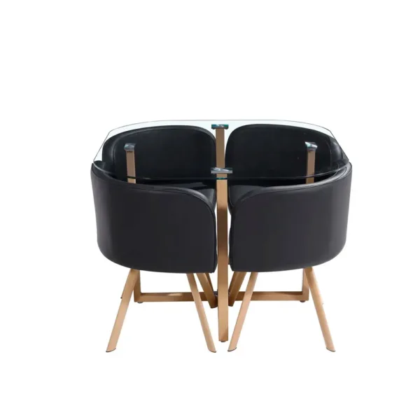 Comedor 4 Sillas Pizza Negro 100x100x73cm M+design - Imagen 3