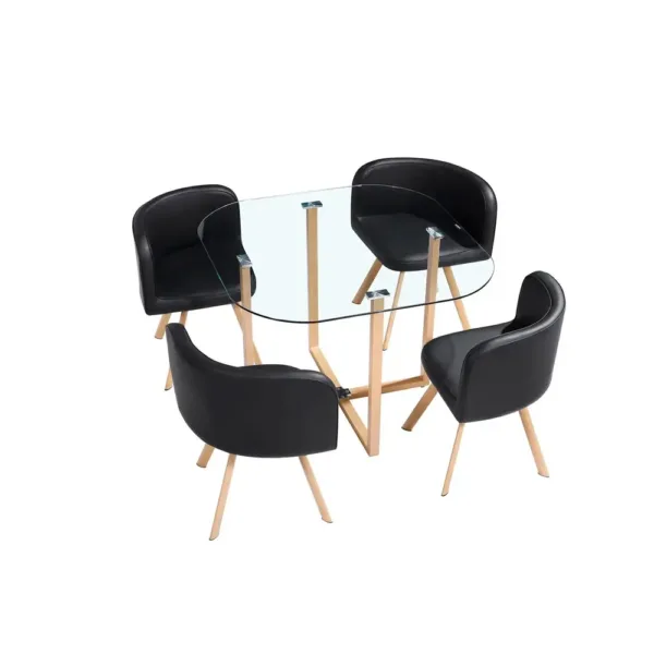 Comedor 4 Sillas Pizza Negro 100x100x73cm M+design - Imagen 4
