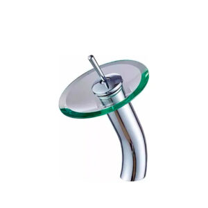 Grifería Vanitorio Tipo Cascada De Vidrio Y Acero Cromado