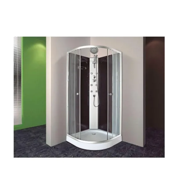 Cabina curva 90x90x195 cm 6 jets negro Vessanti - Imagen 3