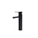 Llave Monomando Vanitorio Alto Acero Negro Mate 30cm