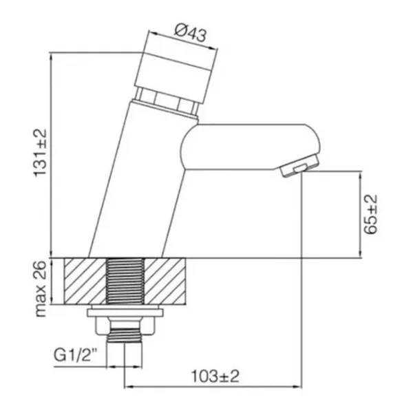Llave Lavatorio Temporizada Lujo 42mm - Imagen 2