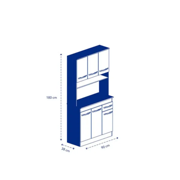 Compacto Cocina 90 Blanco 90×38×180 cm - Imagen 2