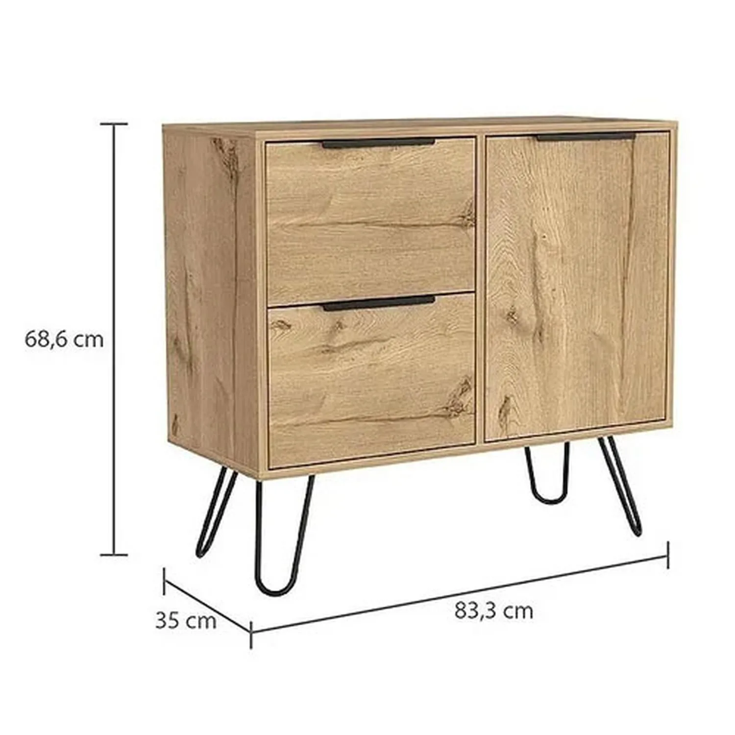 Comoda Doble Concept D-73 2p+1c 83x35x69 Cms Duna Wengue - Imagen 3
