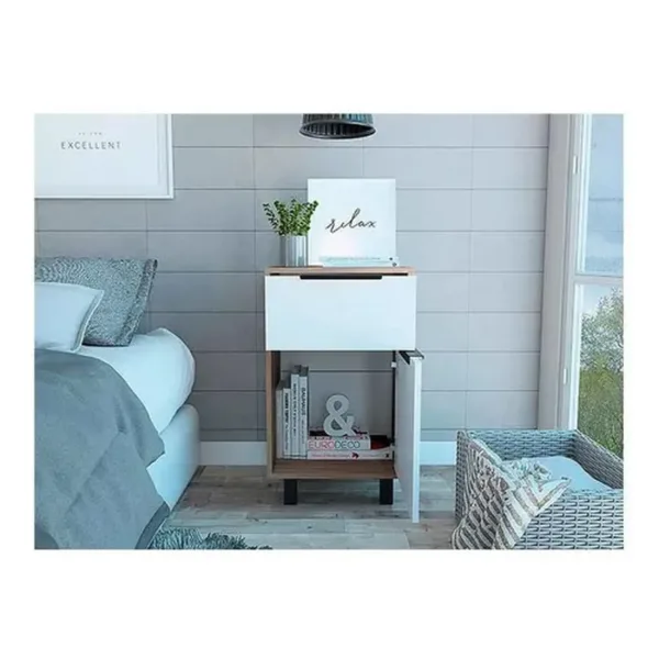 Velador Kaia Z-41 1puerta 1cajon 41x36x70cm Miel Blanco - Imagen 8