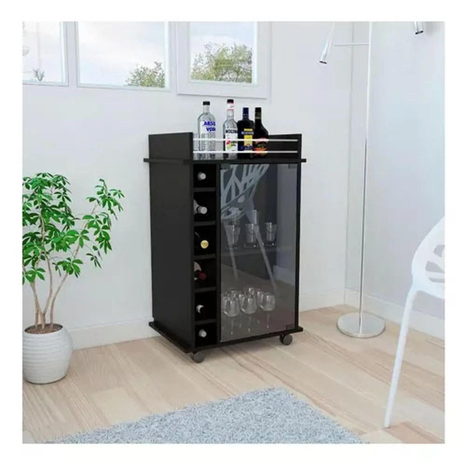 Bar Dukat Madera Vidrio C/ruedas 55x42x89cm Mlw 2126/ - Imagen 2