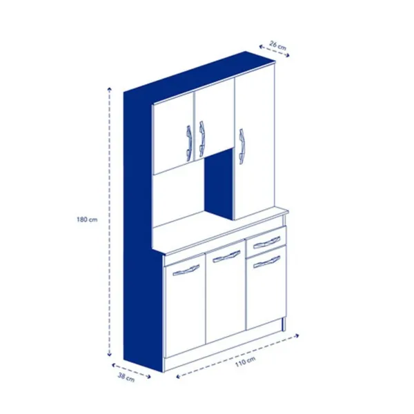 Compacto Cocina 110 Blanco 110×38×180 cm - Imagen 5