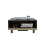 Mesa De Centro Kaia Wengue Miel Con Cajón 60x60x28 Mwm3813
