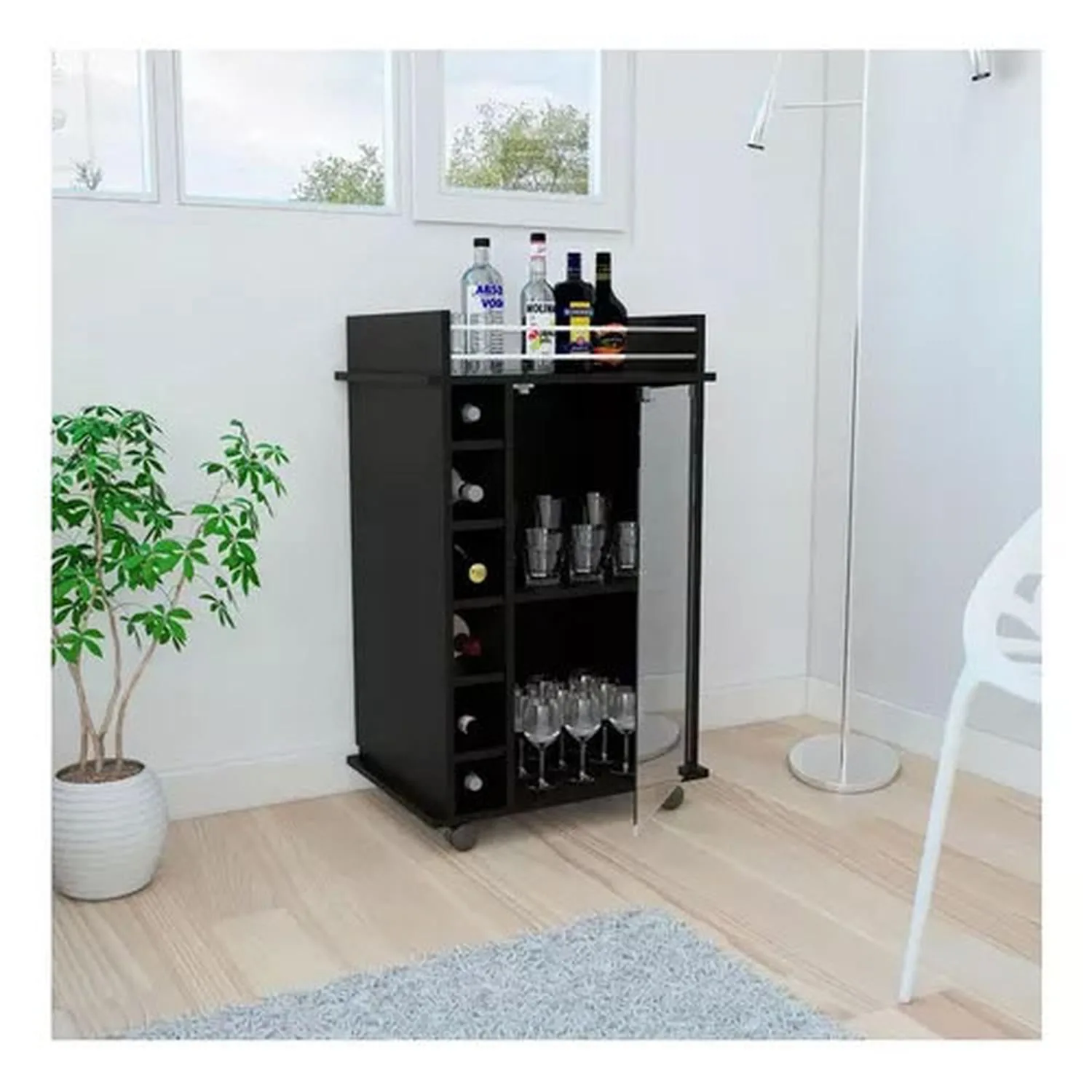 Bar Dukat Madera Vidrio C/ruedas 55x42x89cm Mlw 2126/ - Imagen 3