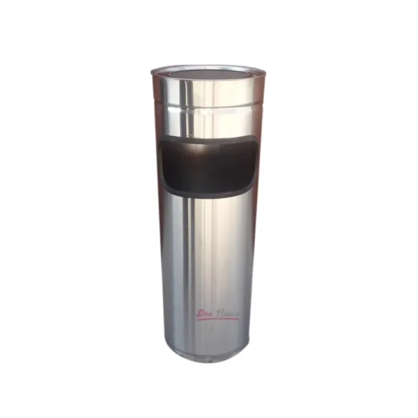 Basurero de acero inoxidable con cenicero capacidad 30 litros - Imagen 2