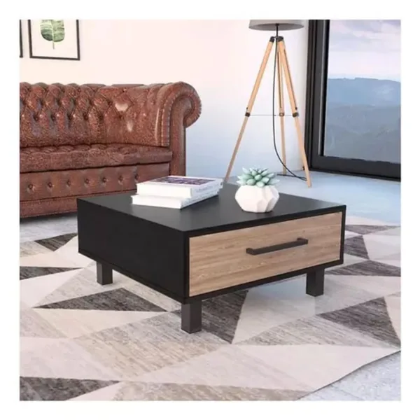 Mesa De Centro Kaia Wengue Miel Con Cajón 60x60x28 Mwm3813 - Imagen 5