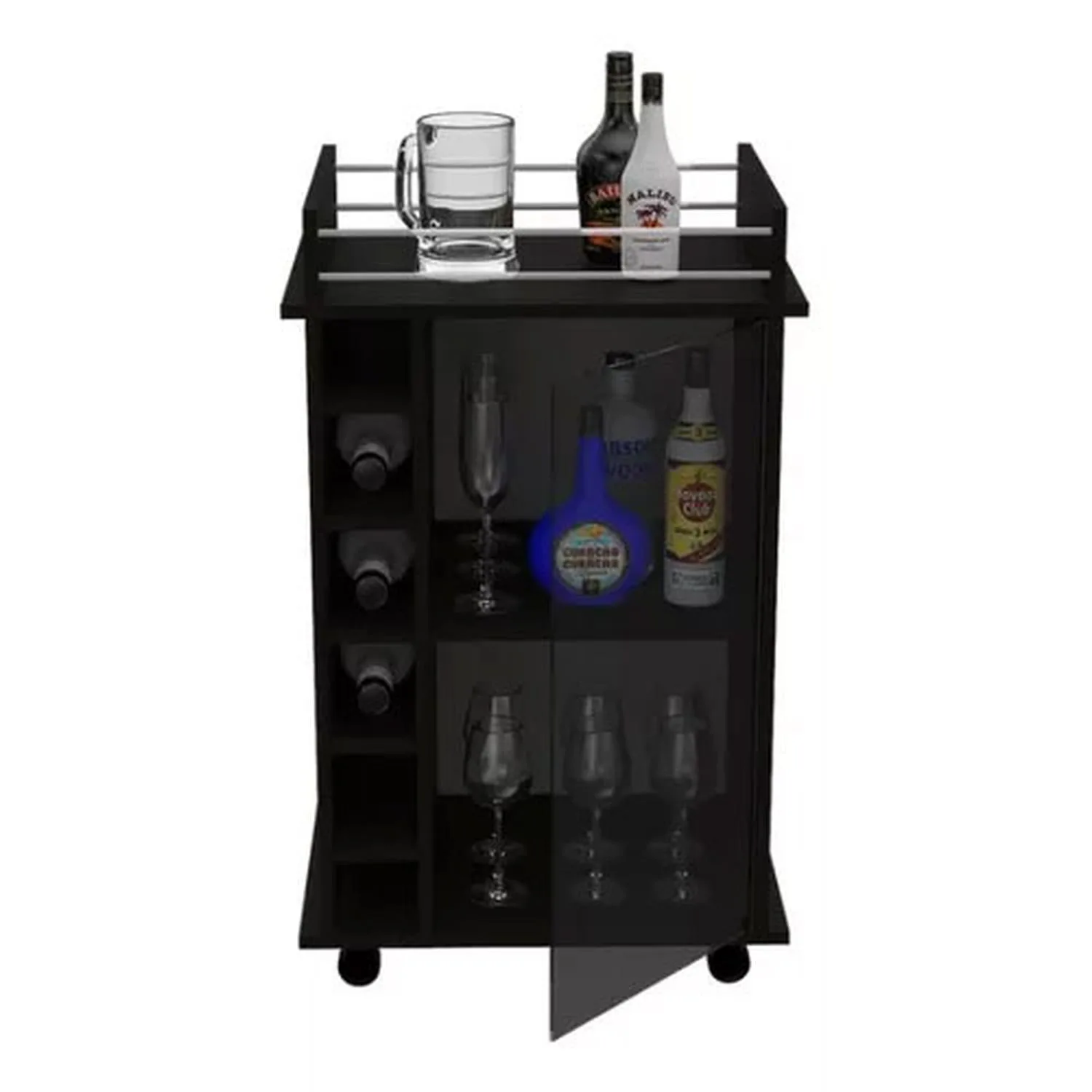 Bar Dukat Madera Vidrio C/ruedas 55x42x89cm Mlw 2126/ - Imagen 7