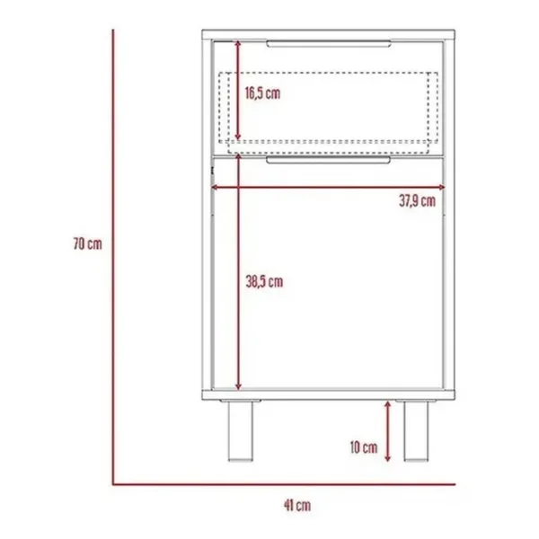 Velador Kaia Z-41 1puerta 1cajon 41x36x70cm Miel Blanco - Imagen 7