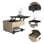 Mesa De Centro Funcional Rovere-wengue Mrw 6268 55x50x39-70 - Imagen 8