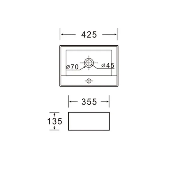 Lavamanos Sobreponer SLC8352B / 42,5x35,5x13,5cm No incluye grifería - Imagen 3