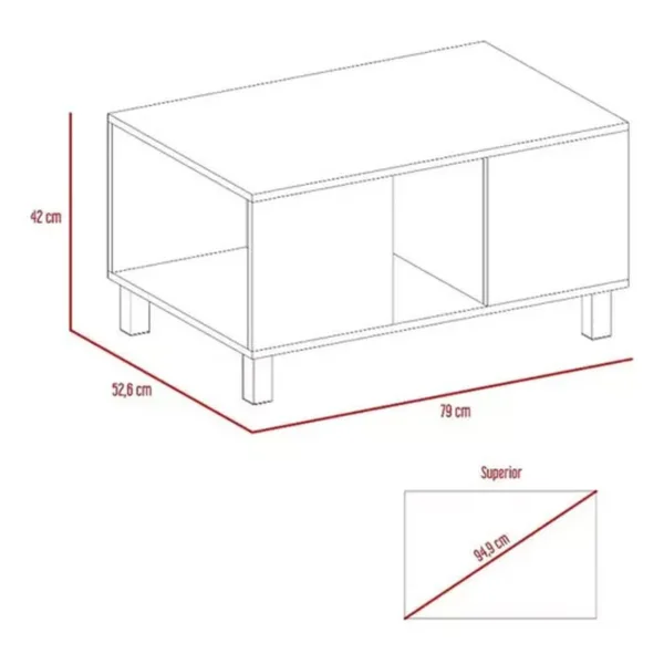 Mesa Centro Bellagio 79x53x42 Mew 2972 Siena Wengue - Imagen 6