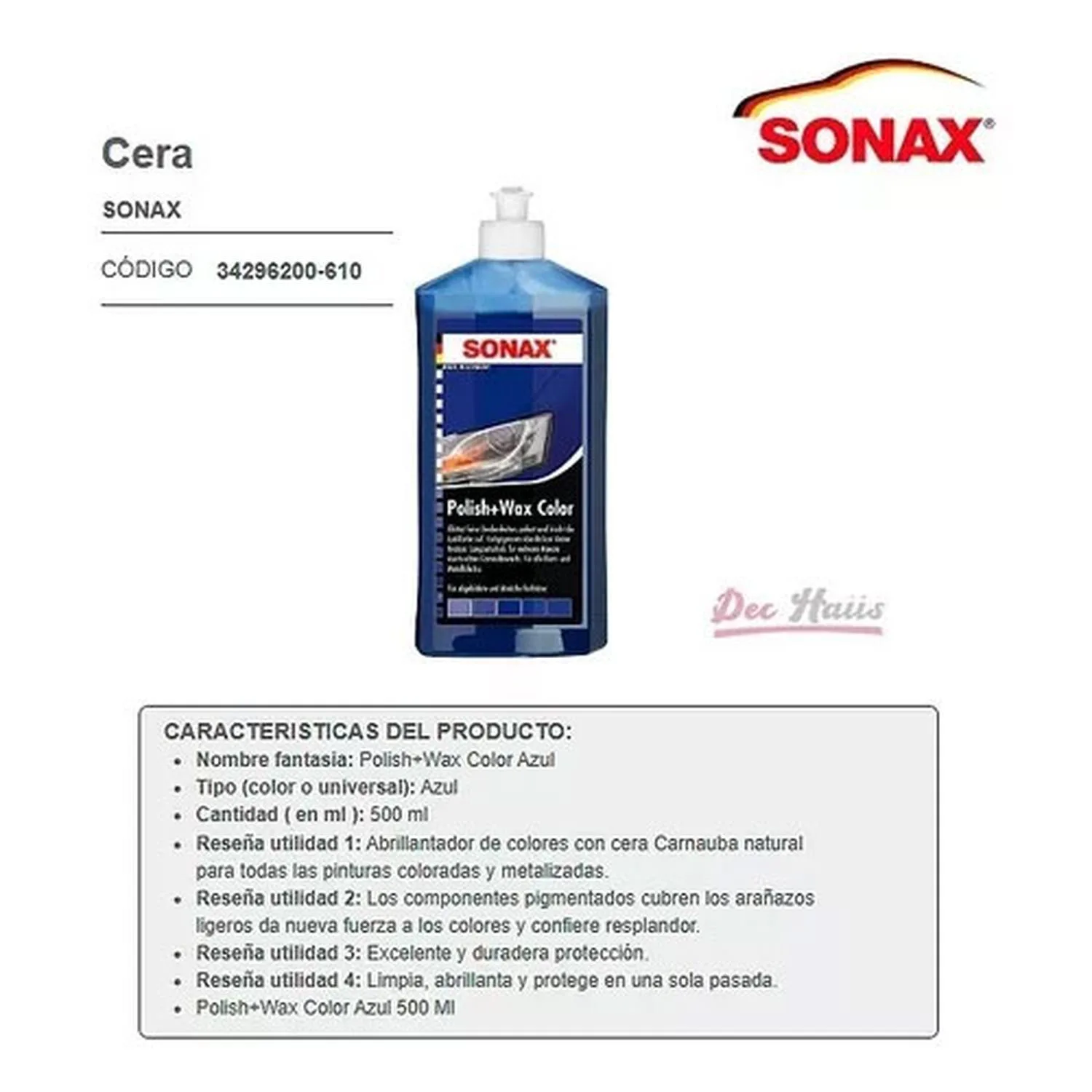 60102624 Cera Limpia-abrillanta-cubre Rayas Ligeras Polish Wax Azul - Imagen 1
