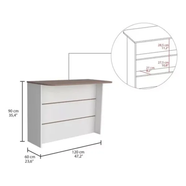 Barra Auxiliar De Cocina Fendi 120x60x90cms Bbc 7857 - Imagen 4