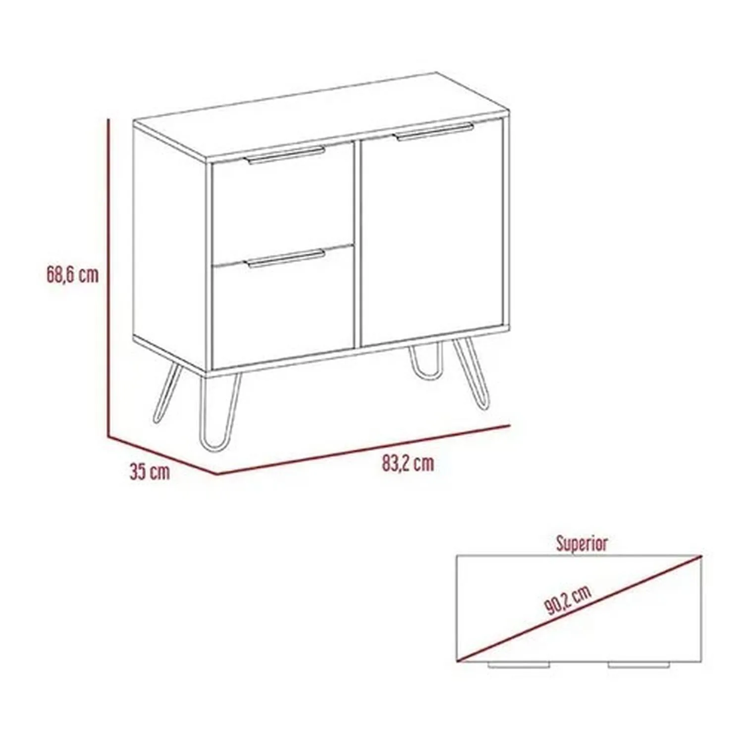 Comoda Doble Concept D-73 2p+1c 83x35x69 Cms Duna Wengue - Imagen 8