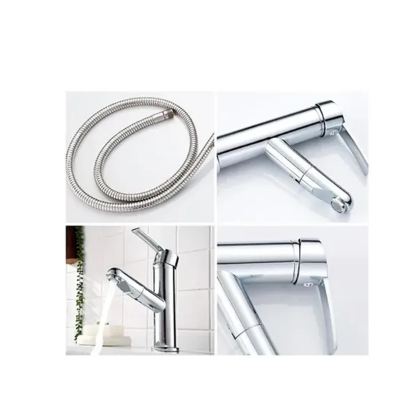 Llave Monomando Vanitorio Flexible Retráctil Cromo - Imagen 4