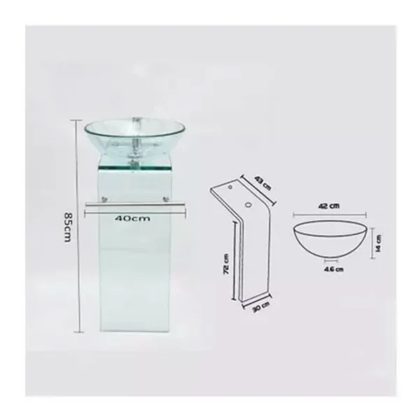Vanitorio Vidrio Templado En L + Grifería 85x42x43cm - Imagen 2